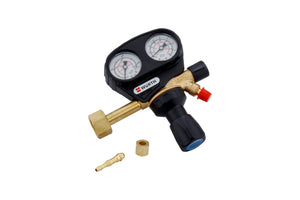 Druckminderer für Schweißtechnik mit stabiler Konstruktion und klarer Druckanzeige.