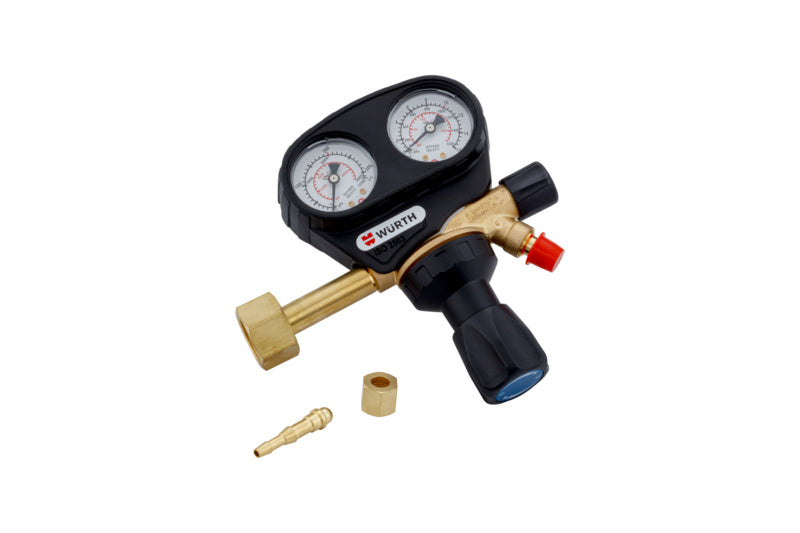 Druckminderer für Schweißtechnik mit stabiler Konstruktion und klarer Druckanzeige.