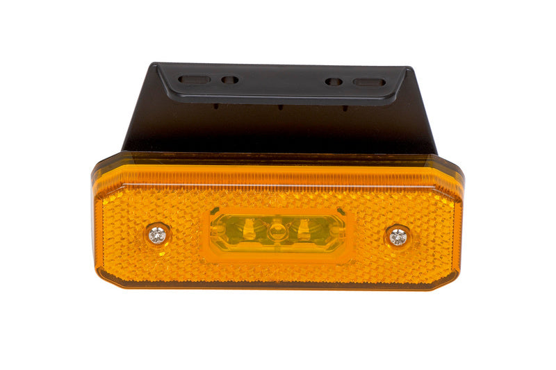 Seitenmarkierungsleuchte für Nutzfahrzeuge mit ADR-Zulassung in schwarzem Gehäuse.