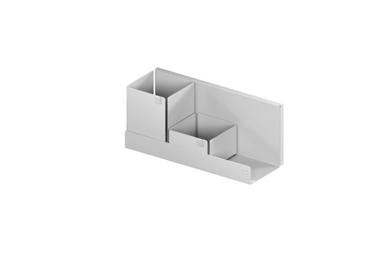 Modulares Regalsystem aus robustem Material zur Werkstatt- und Werkzeugaufbewahrung.