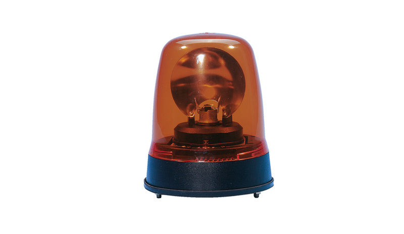 Orange rotating beacon light mounted on a vehicle for visibility and safety.