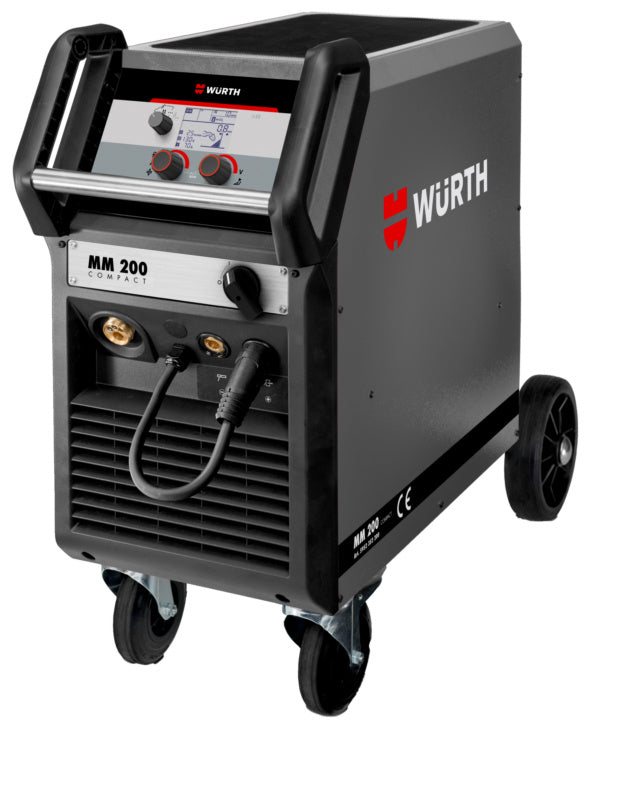 MIG/MAG welding machine with adjustable settings and a compact design.