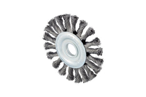 Rundbürste für Winkelschleifer mit robusten Borsten und großem Durchmesser zur Oberflächenbearbeitung.