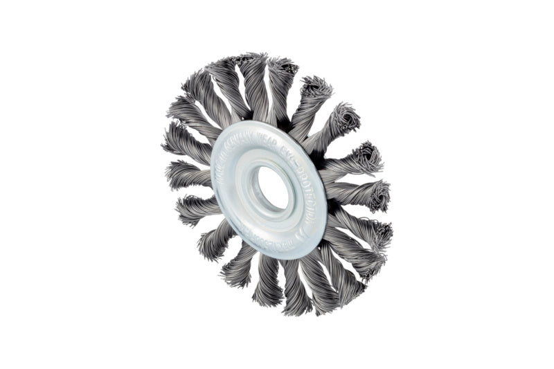 Rundbürste für Winkelschleifer mit robusten Borsten und großem Durchmesser zur Oberflächenbearbeitung.