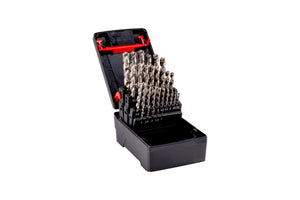 Set von Spiralbohrern aus HSCO-Stahl in einer robusten Aufbewahrungsbox für Metallbohrungen.