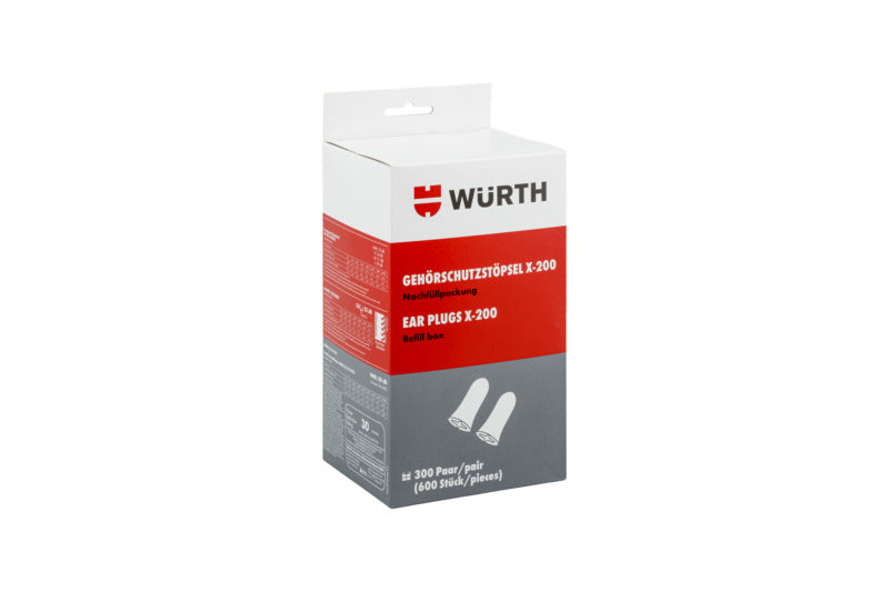 Nachfüllkarton mit 300 hautfreundlichen Gehörschutzstöpseln zur Lärmdämmung und mehrfacher Nutzung.