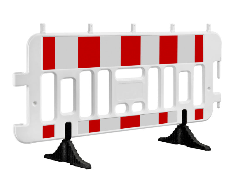 Robuster Absperr-/Bauzaun in leuchtenden Farben, ideal für Baustellen und Veranstaltungen.