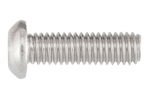 Schraube mit abgeflachtem Halbrundkopf aus A4 Edelstahl, 70 mm lang, 2,5 mm Durchmesser.