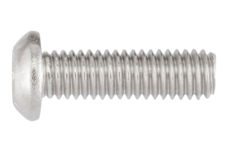 Abgeflachte Halbrundkopfschraube aus A4-Edelstahl, 7 mm Durchmesser und 70 mm Länge.
