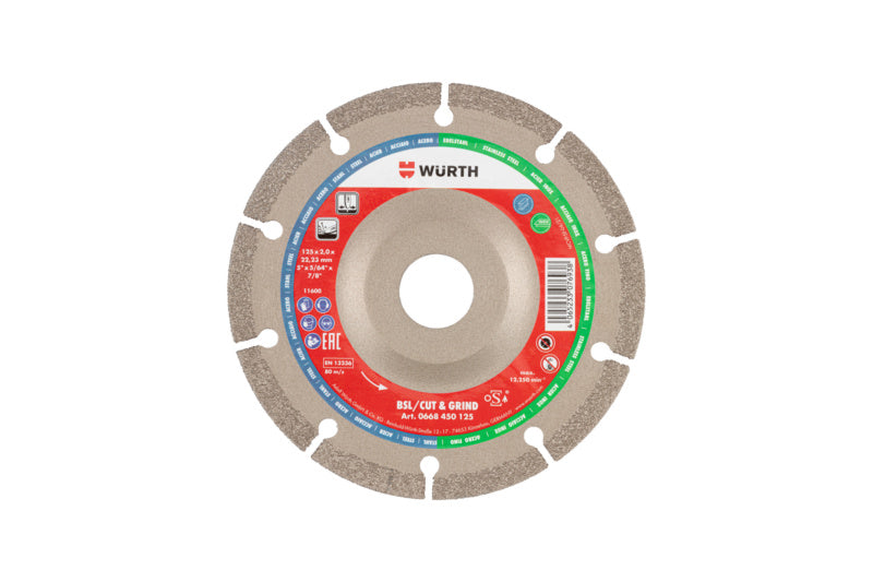 Diamant Trenn- und Schleifscheibe kombi-TSHB-DIA-C&G-BSL-METALL-BO22,23-D125MM     Verpackungsinhalt    1 Einheit