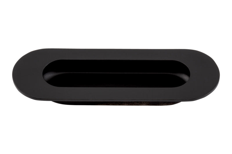 Mattschwarzer Möbel-Muschelgriff aus robustem Material, 120x40 mm, für Schubladen und Türen.