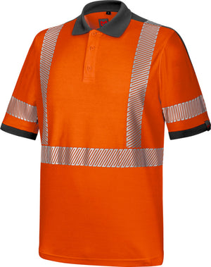 Neonorange Warnschutz-Poloshirt mit reflektierenden Streifen für hohe Sichtbarkeit und Komfort