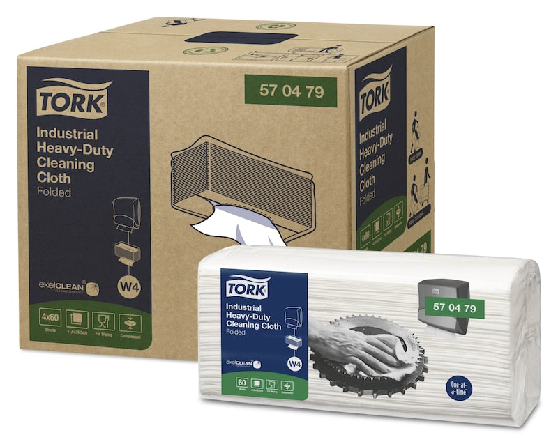 Industriebedarf -Tork Extra Starke Industrie Reinigungstücher, 35,5x41,5cm, 1lg, weiß, Einzeltücher im Top-Pack, 4x60 Tü/Krt