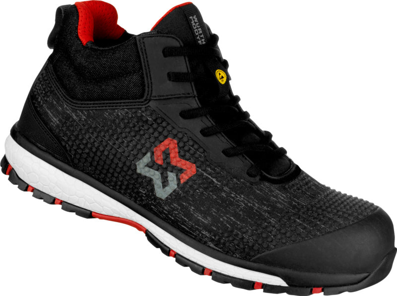 Anthrazitfarbene Sicherheitsstiefel S3 mit rutschfester Sohle und ESD-Schutz für den Arbeitsalltag.