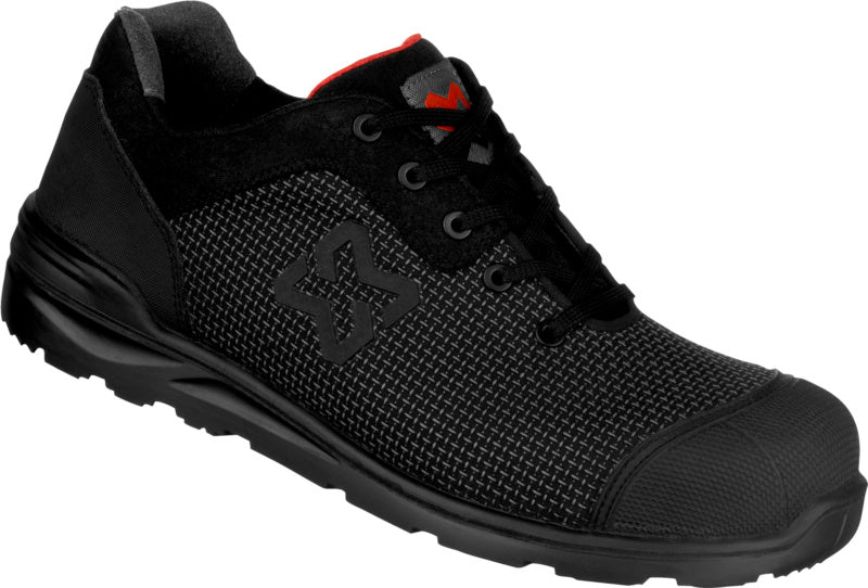 Schwarzer Sicherheitshalbschuh S3L CETUS EVO mit rutschfester Sohle und Durchtrittschutz.