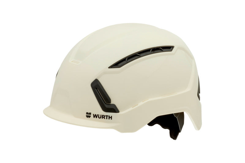 Weißer Schutzhelm SHTZHELM SH3000-MULTI mit Belüftungssystem und verstellbaren Riemen.