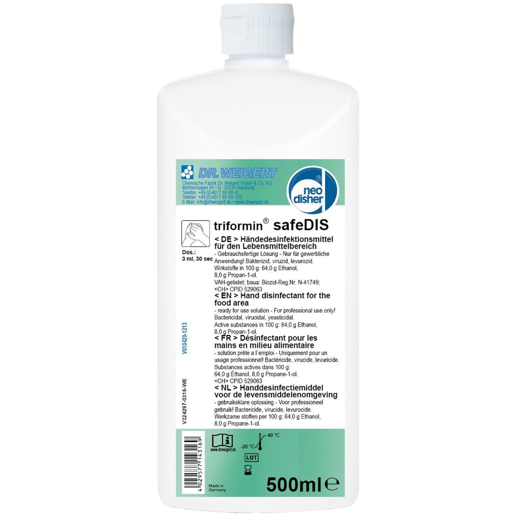 Triformin safeDIS Medizinisches Desinfektionsmittel – 500ml, Hautschonend