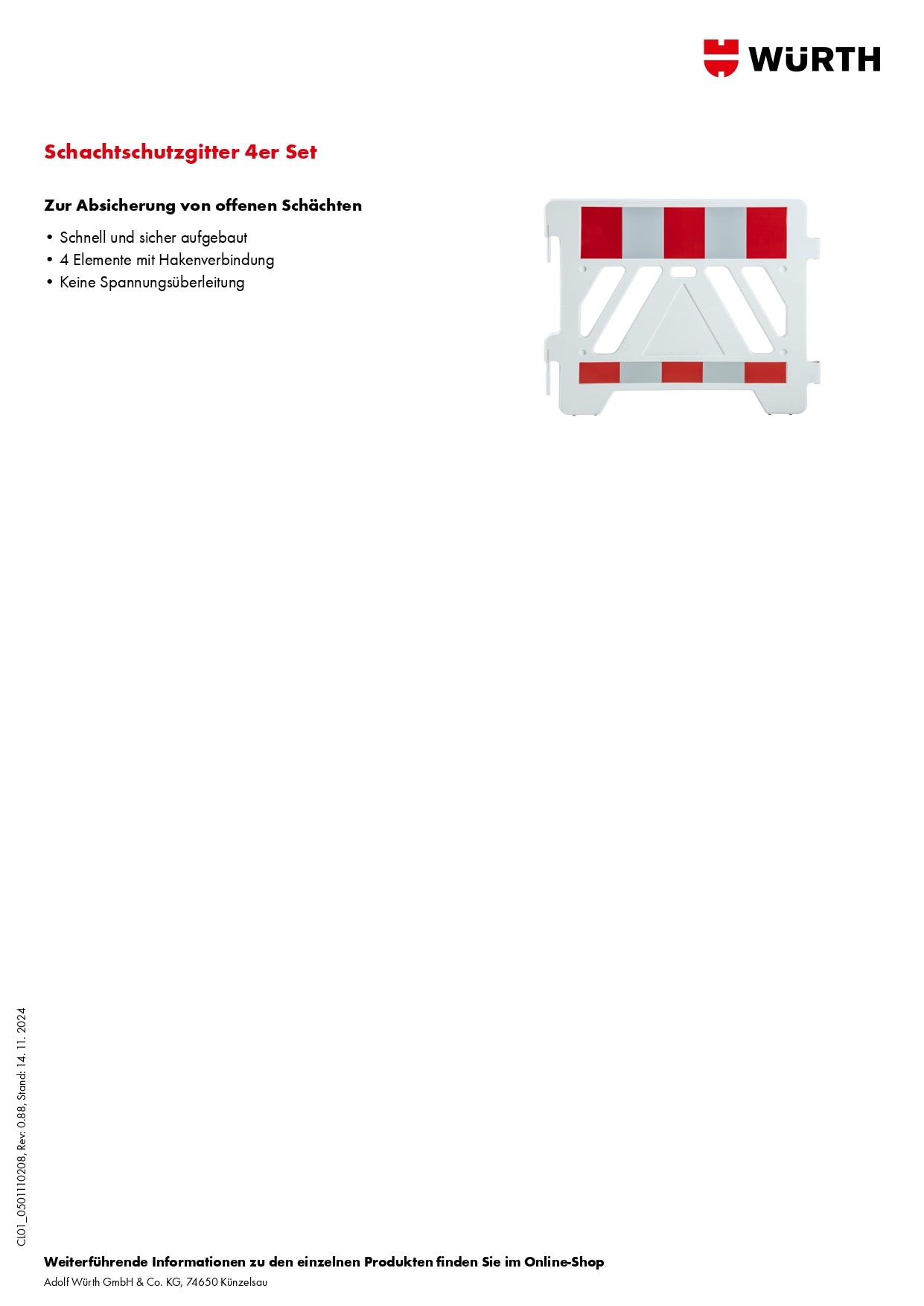 Vierteiliges Absperr- und Bauzaunzubehör-Set mit robusten, leicht montierbaren Komponenten