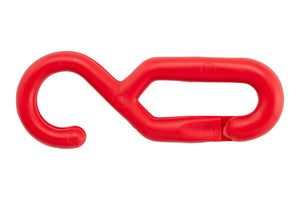Rote Kunststoffkette mit Haken, geeignet für verschiedene Anwendungen.