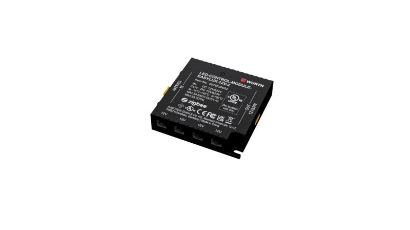 Kompaktes Steuerungsmodul Easylux 12V mit Montagezubehör für LED-Beleuchtungssysteme.