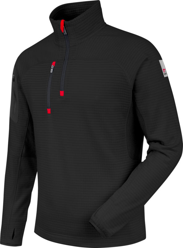 FLEECE HALF ZIP STRETCHFIT SCHWARZ XS