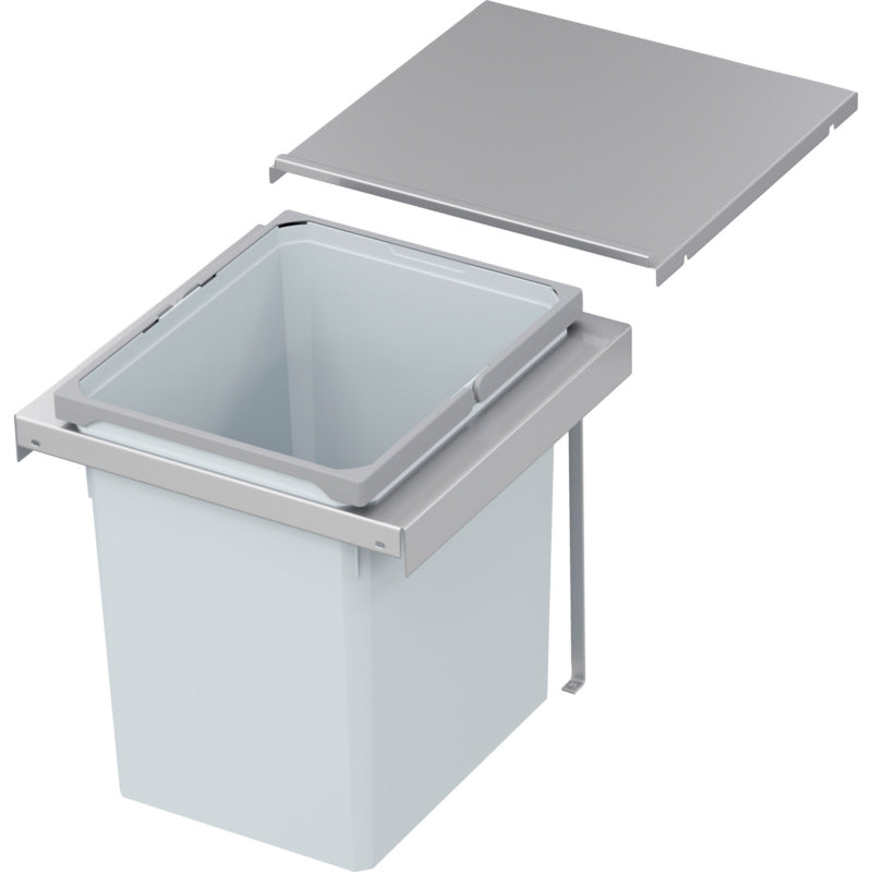 Mülltrennsystem für die Küche mit Fächern für Restmüll, Papier, Biomüll und Kunststoff.