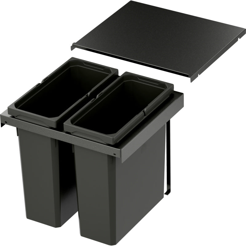 Mülltrennsystem in Lava-Design mit mehreren Behältern für einfache Abfalltrennung in der Küche.