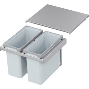 Mülltrennsystem mit mehreren farblich gekennzeichneten Behältern und dichten Deckeln für die Küche.