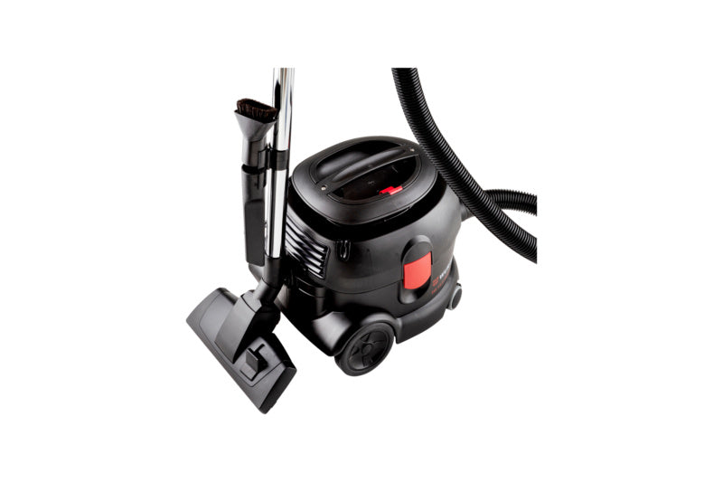 Trockensauger Elektro SAUGR mit transparentem Staubbehälter und ergonomischem Griff.