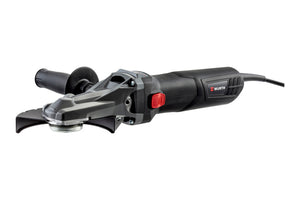 Elektrowinkelschleifer mit 125 mm Scheibe, Schutzhaube und verstellbarem Handgriff.