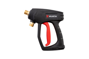 Hochdruckreinigungsgerät mit Teleskopgriff, Rädern und M22X1,5 Anschluss für vielseitige Anwendungen.