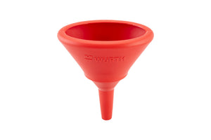 Kunststofftrichter mit breiter Öffnung und schmalem Auslassrohr für vielseitige Anwendungen.