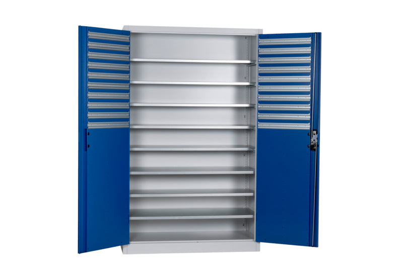 Flügeltürenschrank Lagerbox-FLGTRSHRNK-LGRBOX-SLB-FB514-RAL5010     Verpackungsinhalt    1 Einheit