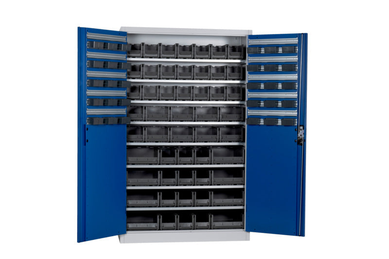 Flügeltürenschrank Lagerbox-FLGTRSHRNK-LGRBOX-SLB-FB514-BOX-RAL5010     Verpackungsinhalt    1 Einheit