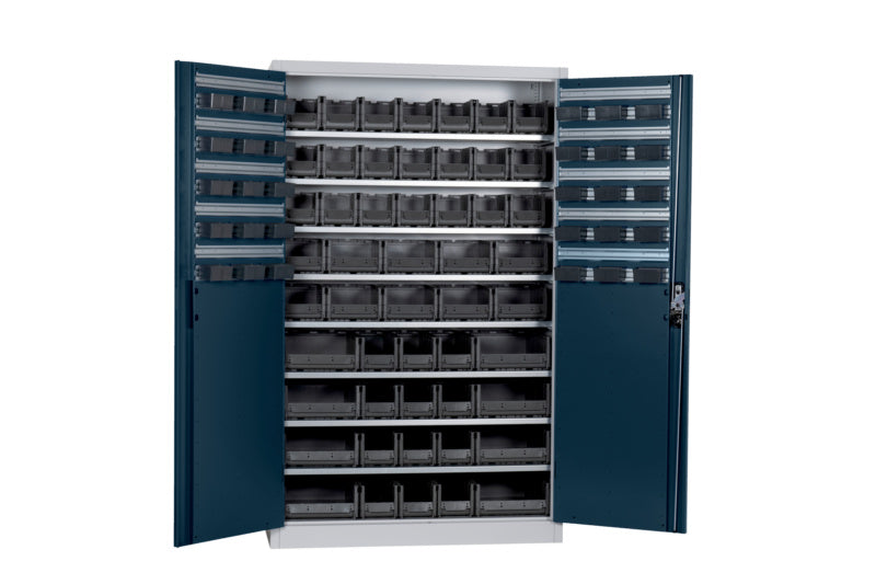 Flügeltürenschrank Lagerbox-FLGTRSHRNK-LGRBOX-SLB-FB514-BOX-RAL7016     Verpackungsinhalt    1 Einheit