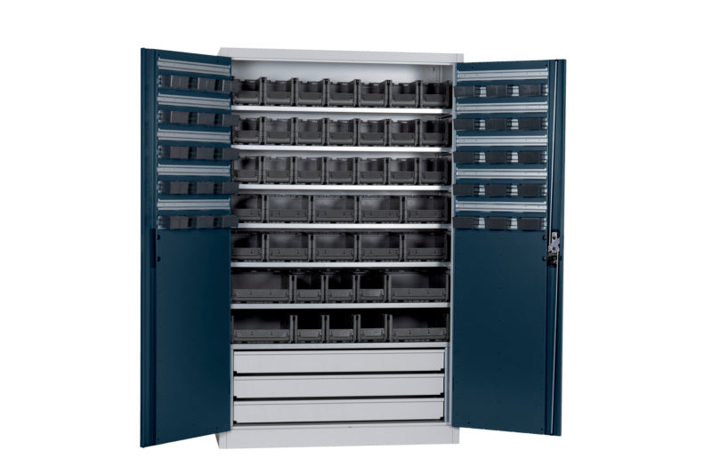 Flügeltürenschrank Lagerbox-FLGTRSHRNK-LGRBOX-SLB-FB514S-BOX-RAL7016     Verpackungsinhalt    1 Einheit