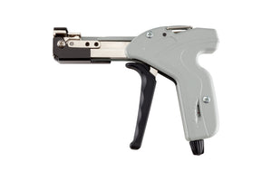 Spannzange für Kabelbinder mit ergonomischem Griff und präziser Spannungseinstellung in Schwarz.