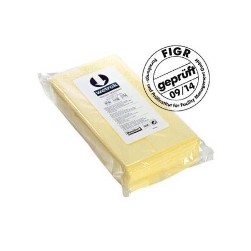 Ein gelbes Taski Microcare Mikrofaser Reinigungstuch mit FIGR Siegel.