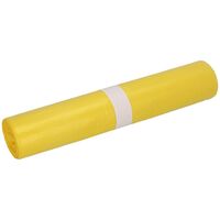 Gelber Staubsaugerbeutel aufgerollt mit weißem Klebeband