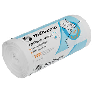 Müllbeutel 630 x 850 mm, 40 Stück, HDPE, weiß