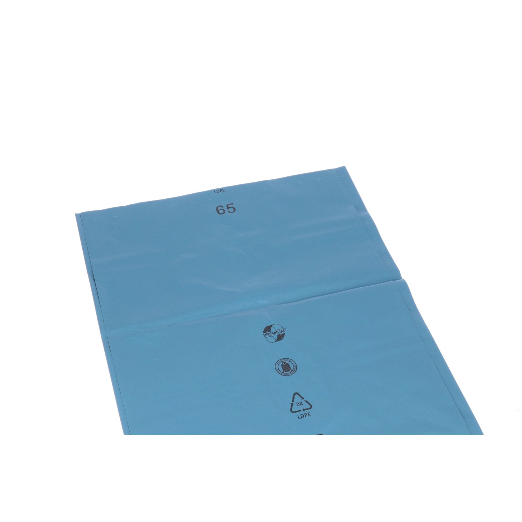 Garbage bags PREMIUM, LDPE, 180L, blue, 500+450x1250mm, 100my, loose, 100 pcs/box.