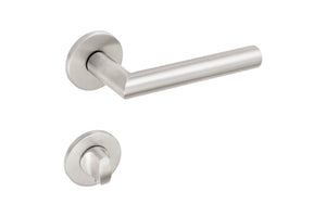 Edelstahl-Türdrücker mit mattem Finish und ergonomischem Griff für Wohn- und Privatbereiche.