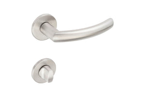 Türdrücker aus gebürstetem Edelstahl mit ergonomischem Griff und CLICKFIX-Montagesystem.