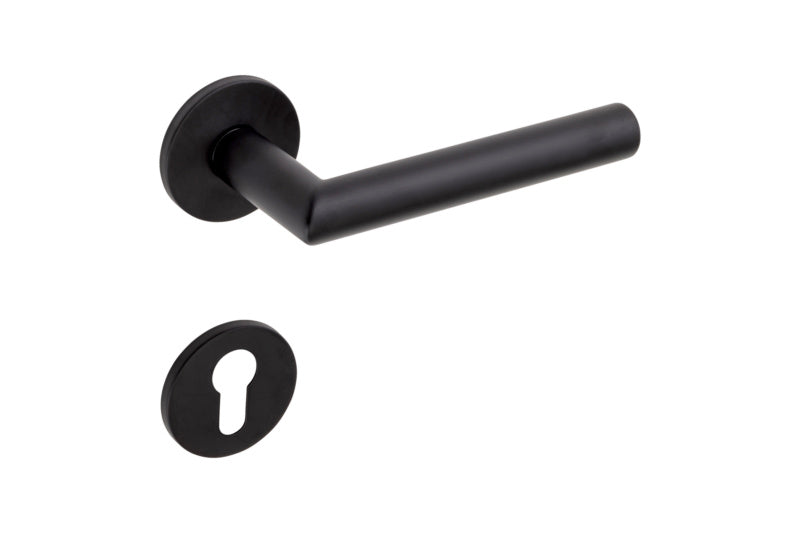 Türdrücker aus mattem Edelstahl mit ergonomischem Griff und CLICKFIX-Montagesystem für Wohnbereich