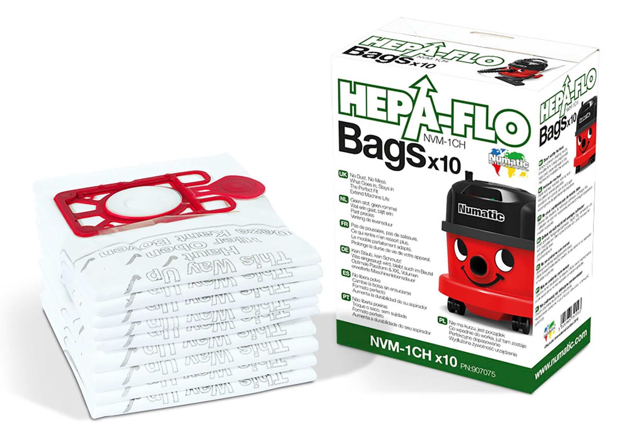 Hepa-Flo Hochleistungsfilter NVM-1CH Staubsaugerbeutel 10 Stück Packung für effektive Staub- und Allergene Filtration