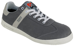 Grau Sicherheitshalbschuh S1P mit verstärkter Zehenkappe und rutschfester Sohle.