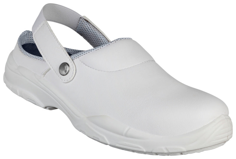 Weißer Sicherheitshalbschuh SB-SLIPPER mit Stahlkappe und rutschfester Sohle