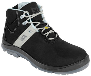 Schwarze Sicherheitsstiefel S3 mit rutschfester Sohle und Stahlkappe für optimalen Fußschutz.