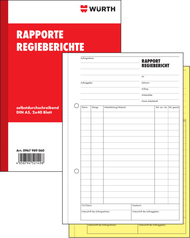 Leerformular- FORMULAR-RAPPORTE-REGIEBERICHTE     Verpackungsinhalt    5 Einheit