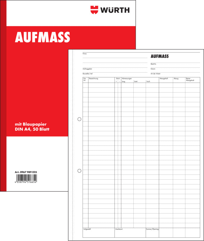FORMULAR-AUFMASSBUCH